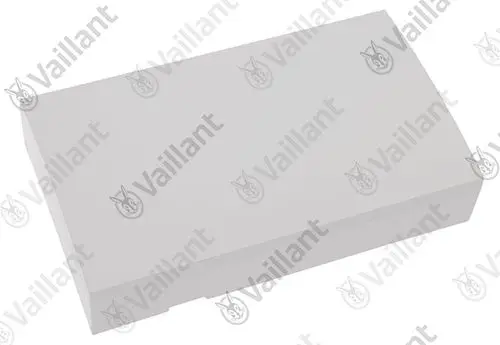 Graue Abdeckung von Vaillant für Reglerschacht, rechteckige Form, verleiht eine schlichte Optik.